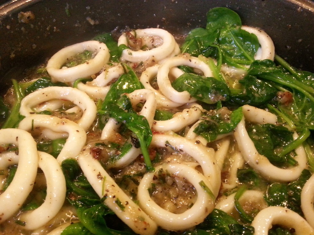 Salt and Pepper Squid with Fresh Greens
